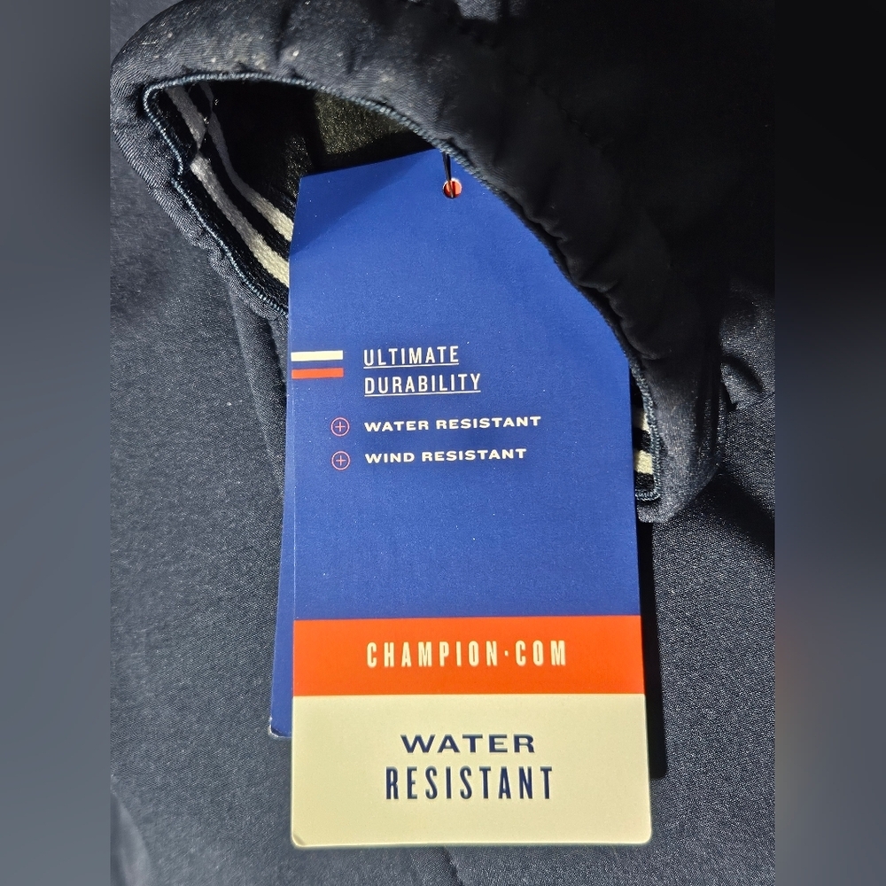 Champion Dark Blue Hooded Fleece Lined Mens Med Raincoat - Picture 9 of 10